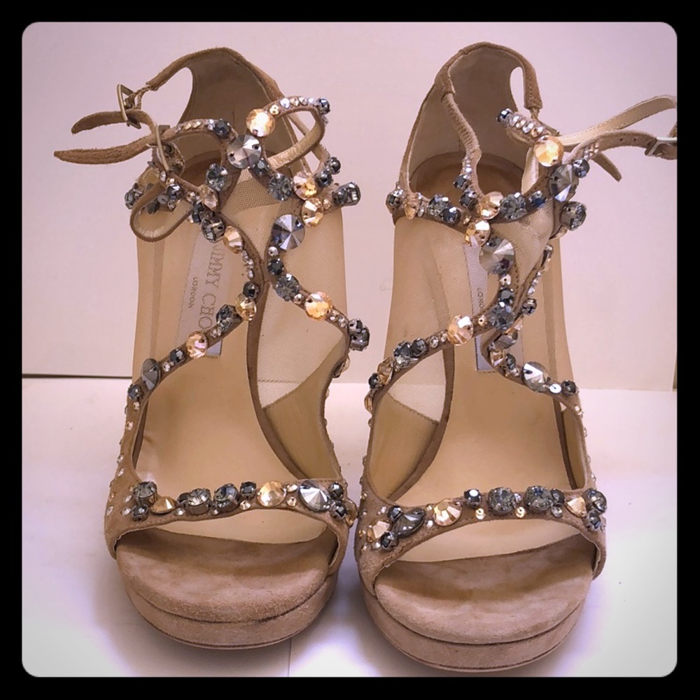 Jimmy Choo | Suede | Nude&Mesh Rhinestone Stiletto
